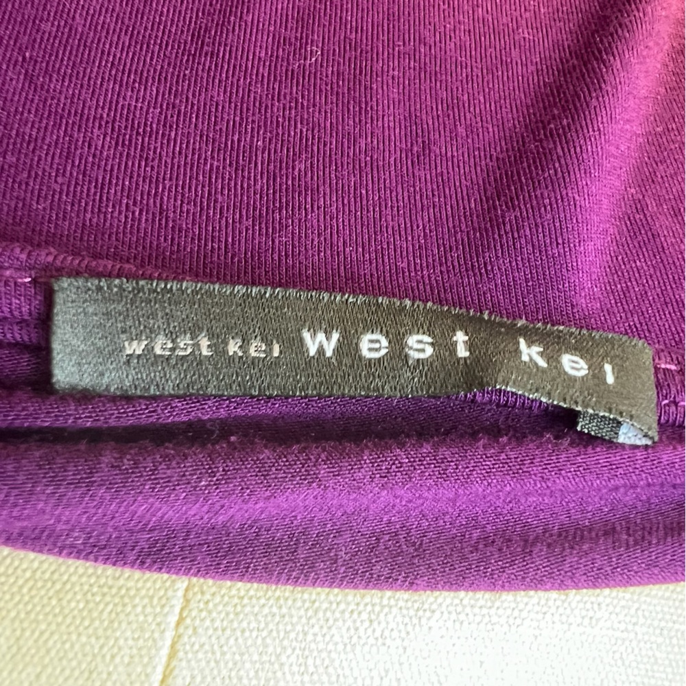 Nordstrom Rack West Kei bright eggplant purple flattering draped front dress - M - Picture 3 of 7